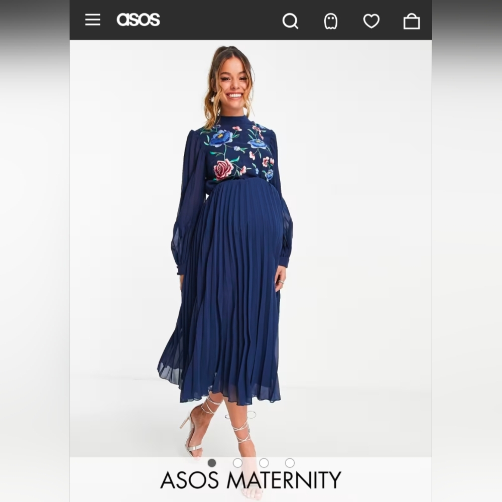 ASOS Maternity Embroidered Dress -Navy